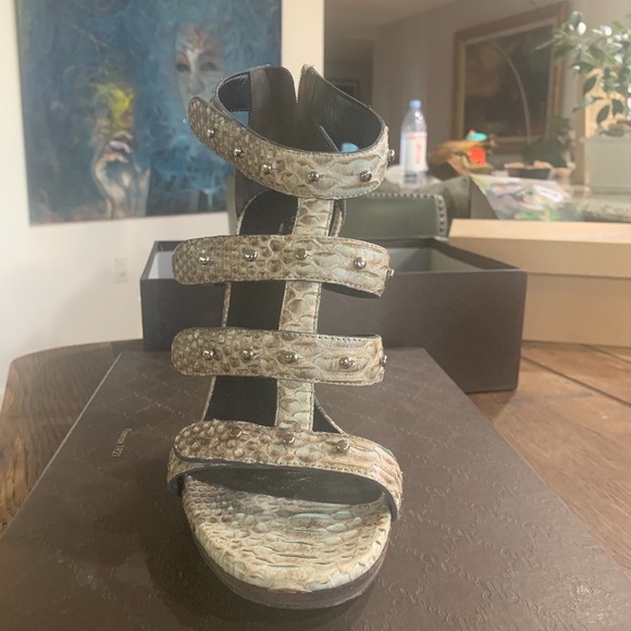 Gucci Python Studded Sandals - Picture 2 of 3